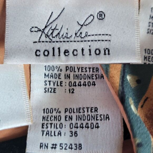 Vintage 90's Maxi Dress 12 Green Tan Modest Short Sleeve Shift Southwestern - Picture 4 of 14